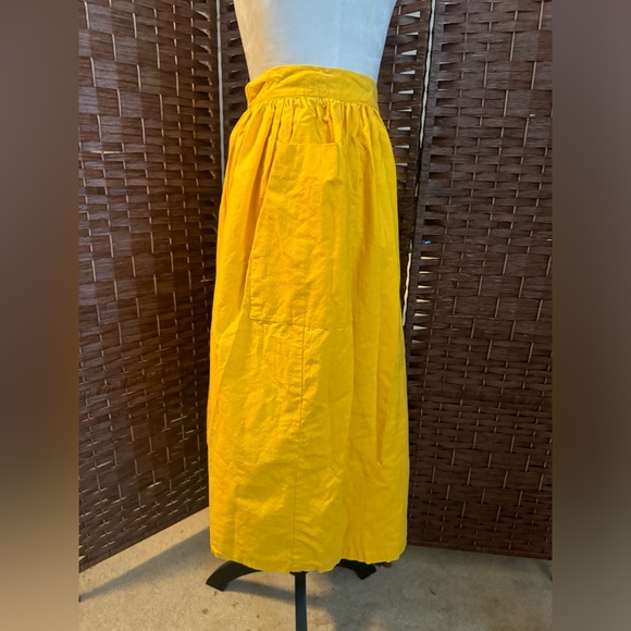 Ken Sington Square Vintage Y2K Yellow Skirt Large Side Pockets Button Up USA 28 - Picture 5 of 11